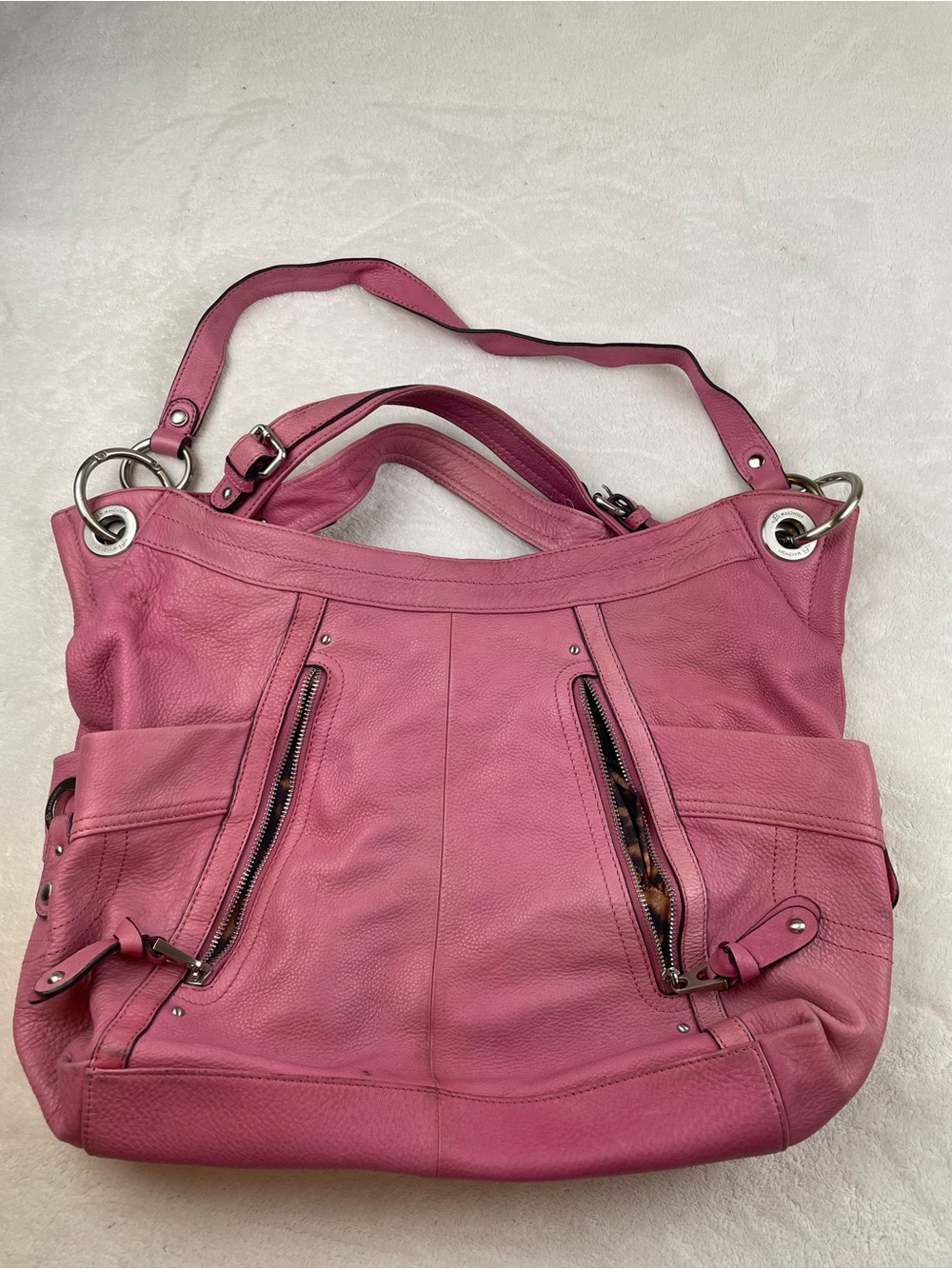 b. makowsky Pink Leather Shoulder Bag